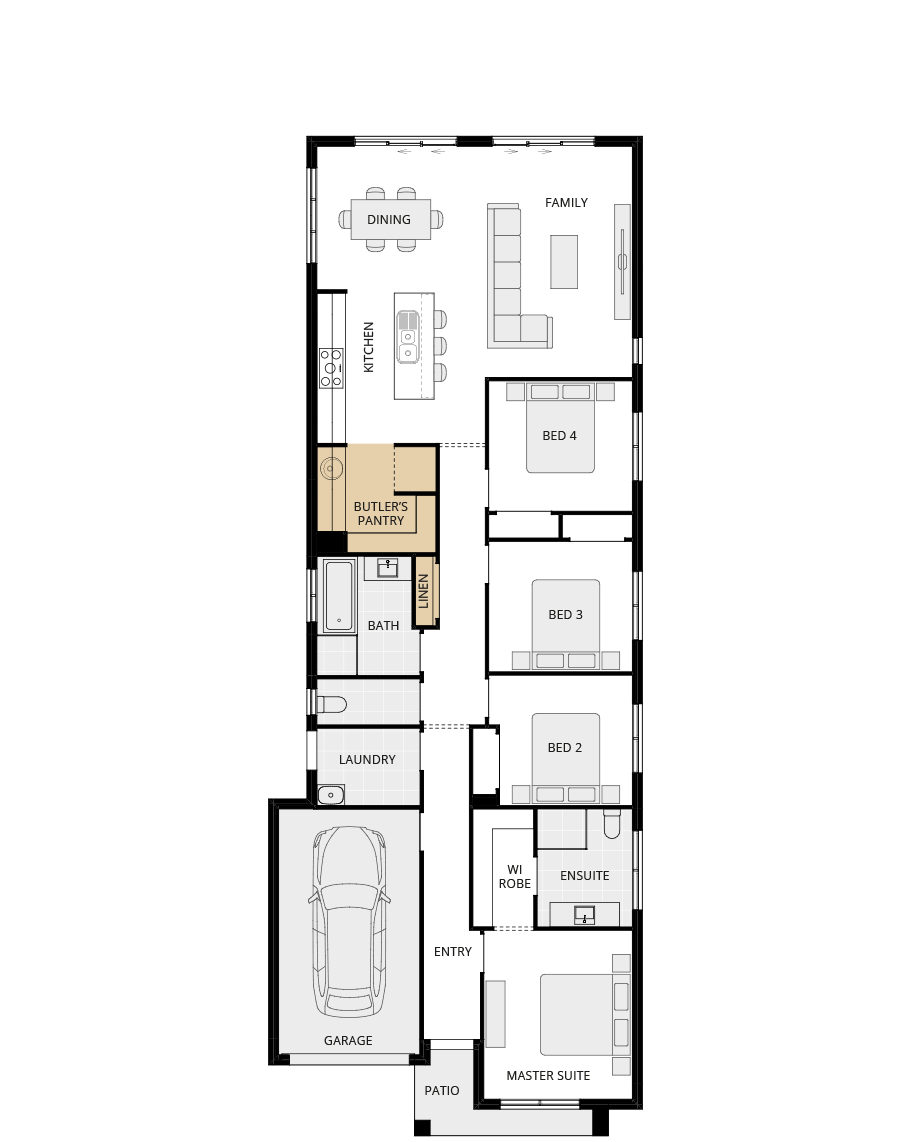 single storey home design essence ravello one option floorplan butler pantry rhs