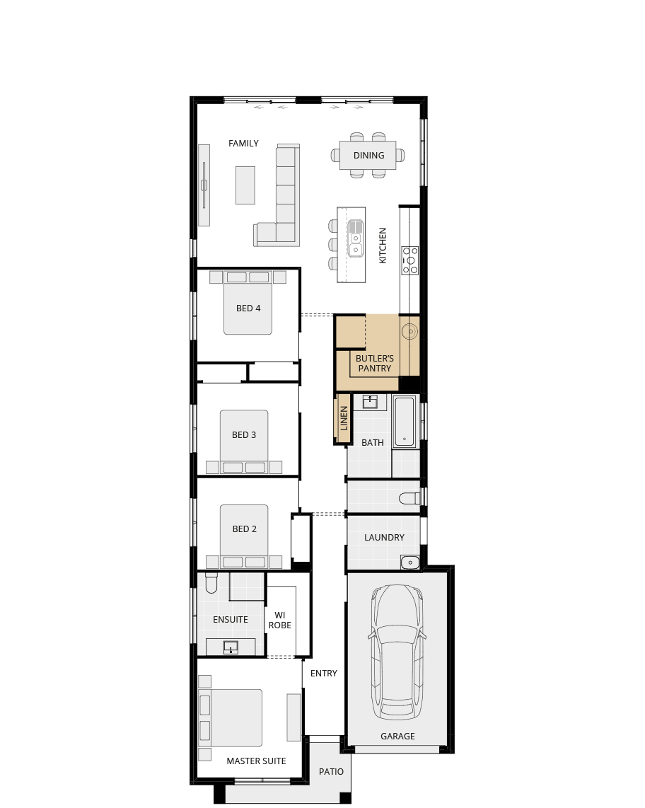 single storey home design essence ravello one option floorplan butler pantry rhs
