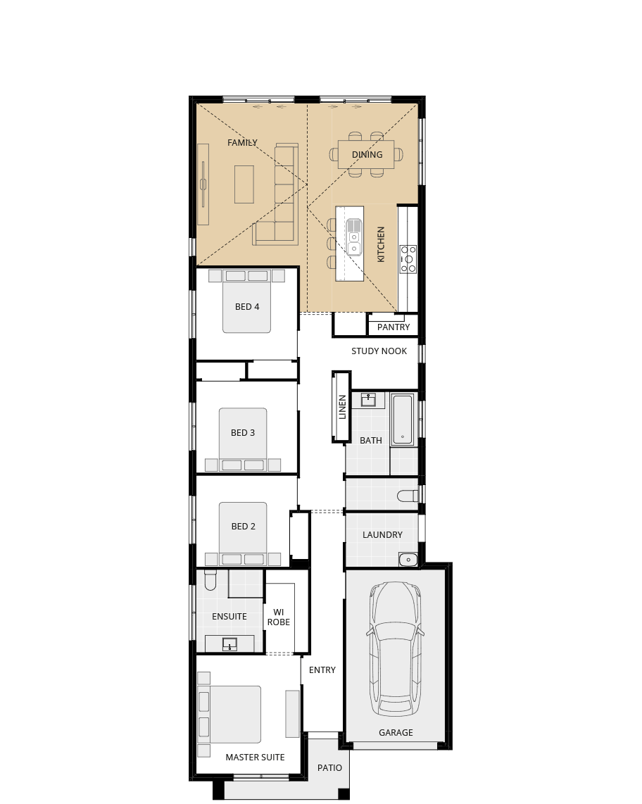 single storey home design essence ravello one option floorplan cathedral ceilings rhs