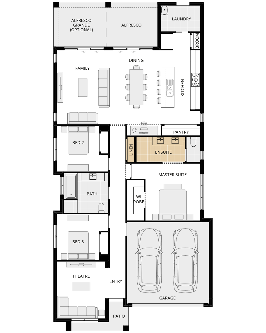 single storey home design essence salamanca one alternate ensuite layout floorplan lhs