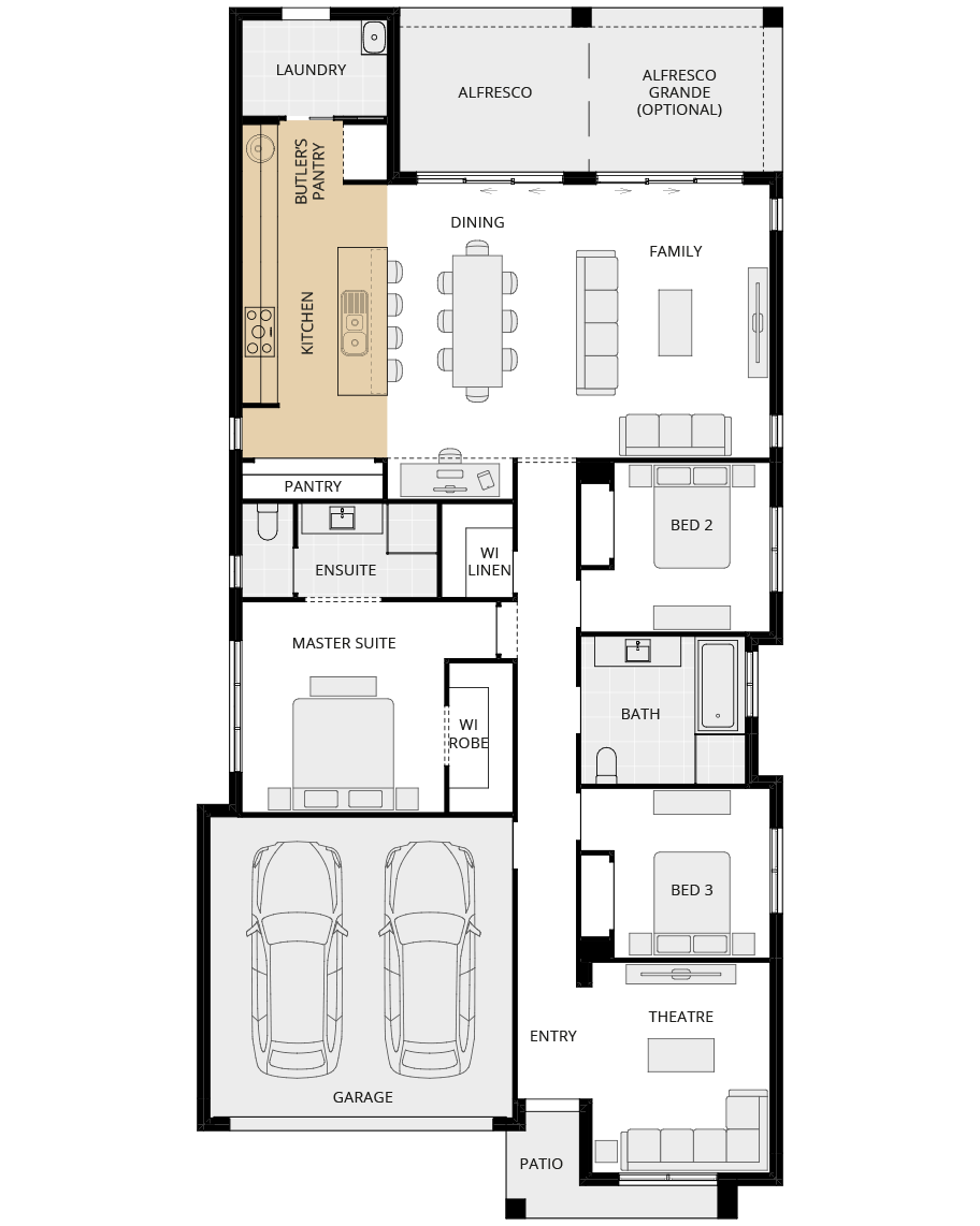 single storey home design essence salamanca one butler's pantry floorplan rhs