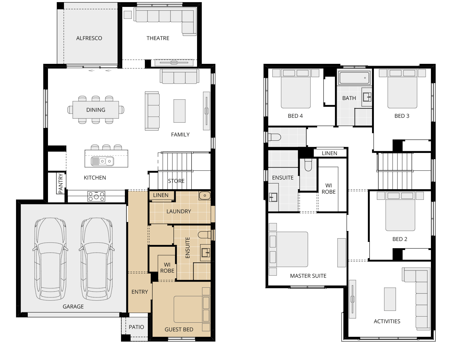 Valiente One - Essence option floorplan guest bed with ensuite rhs two storey home design essence valiente option floorplan guest bed with ensuite rhs