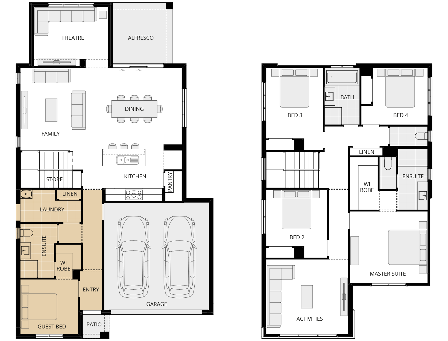 Valiente One - Essence option floorplan guest bed with ensuite rhs two storey home design essence valiente option floorplan guest bed with ensuite rhs