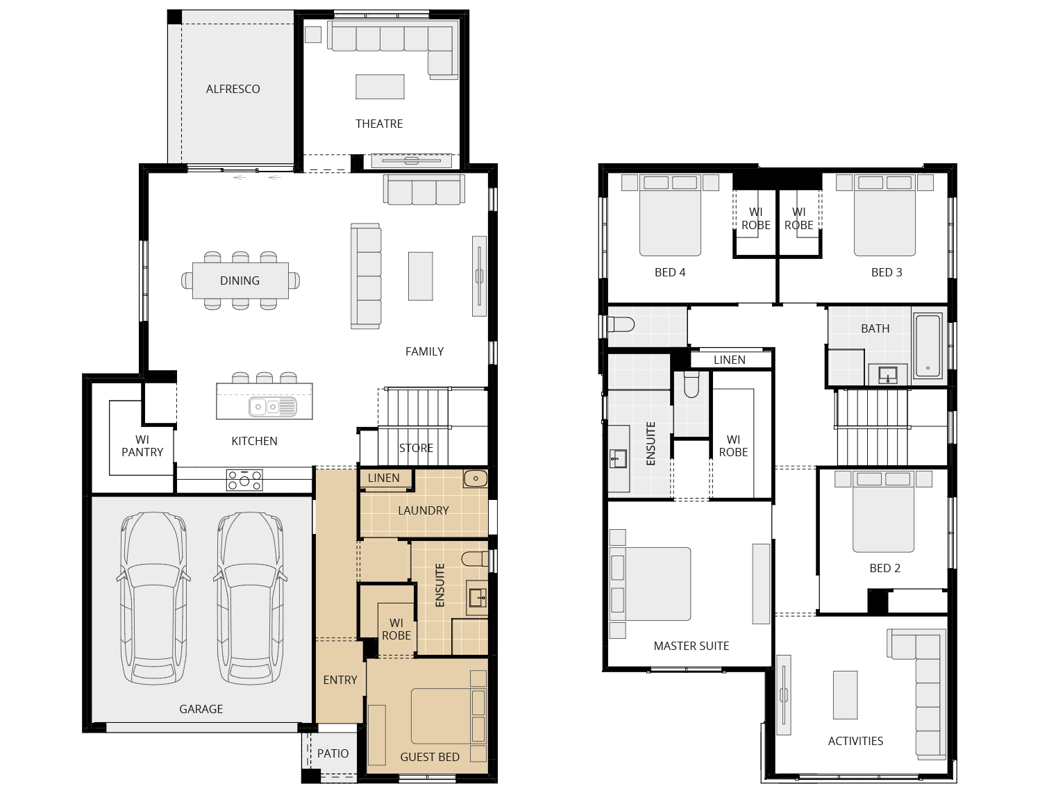 Valiente Two - Essence option floorplan guest bed with ensuite and WIR rhs two storey home design essence valiente two option floorplan guest bed with ensuite rhs