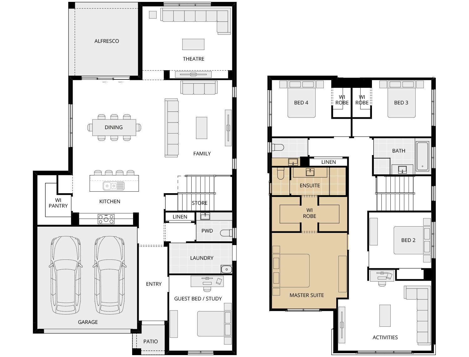 Valiente Three - Essence option floorplan alternate master suite ensuite rhs two storey home design essence valiente three option floorplan alternate master suite rhs