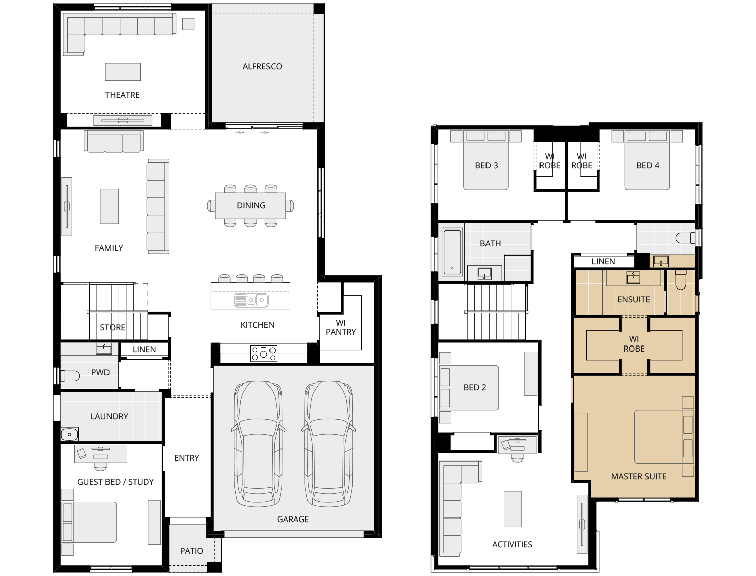 Valiente Three - Essence option floorplan alternate master suite ensuite rhs two storey home design essence valiente three option floorplan alternate master suite rhs