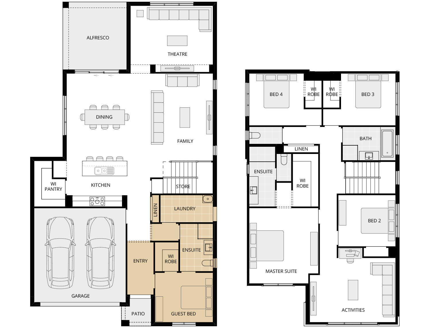 Valiente Three - Essence option floorplan guest bed with ensuite rhs two storey home design essence valiente three option floorplan guest bed with ensuite rhs