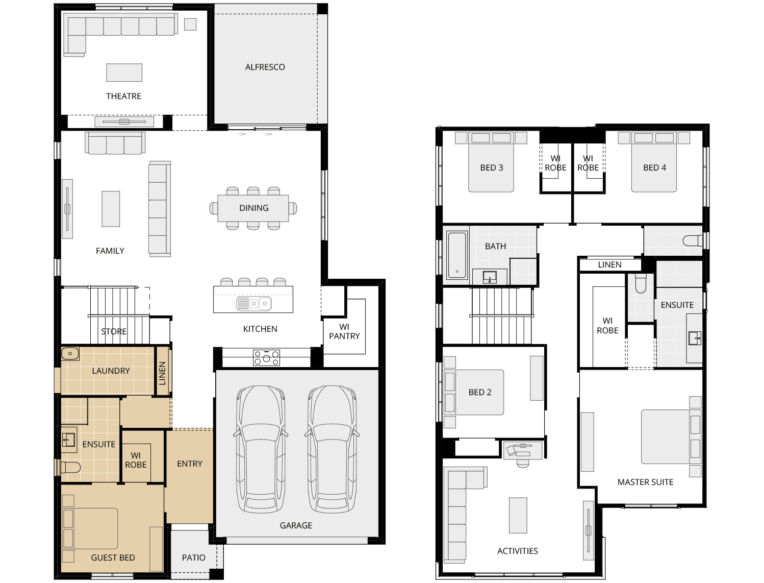 Valiente Three - Essence option floorplan guest bed with ensuite rhs two storey home design essence valiente three option floorplan guest bed with ensuite rhs