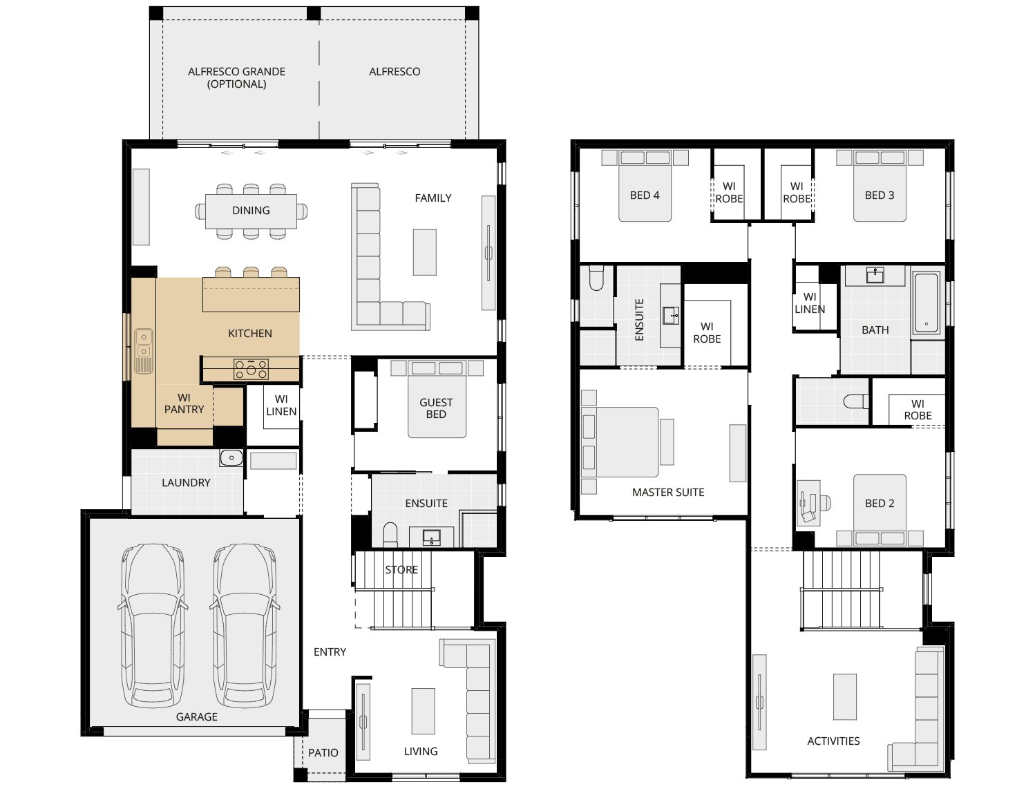 two storey home design ventura one option floorplan alternate kitchen rhs