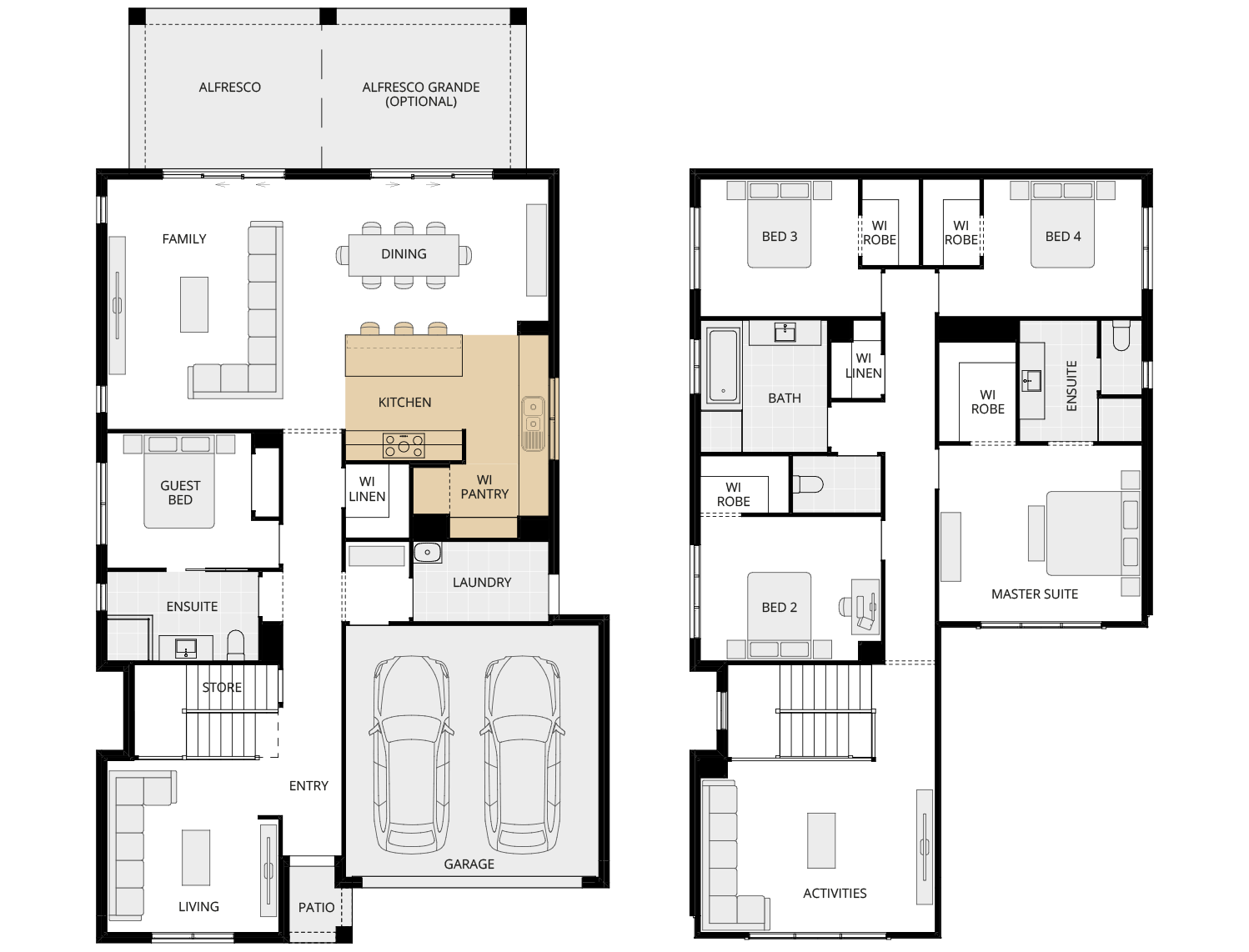 two storey home design ventura one option floorplan alternate kitchen rhs