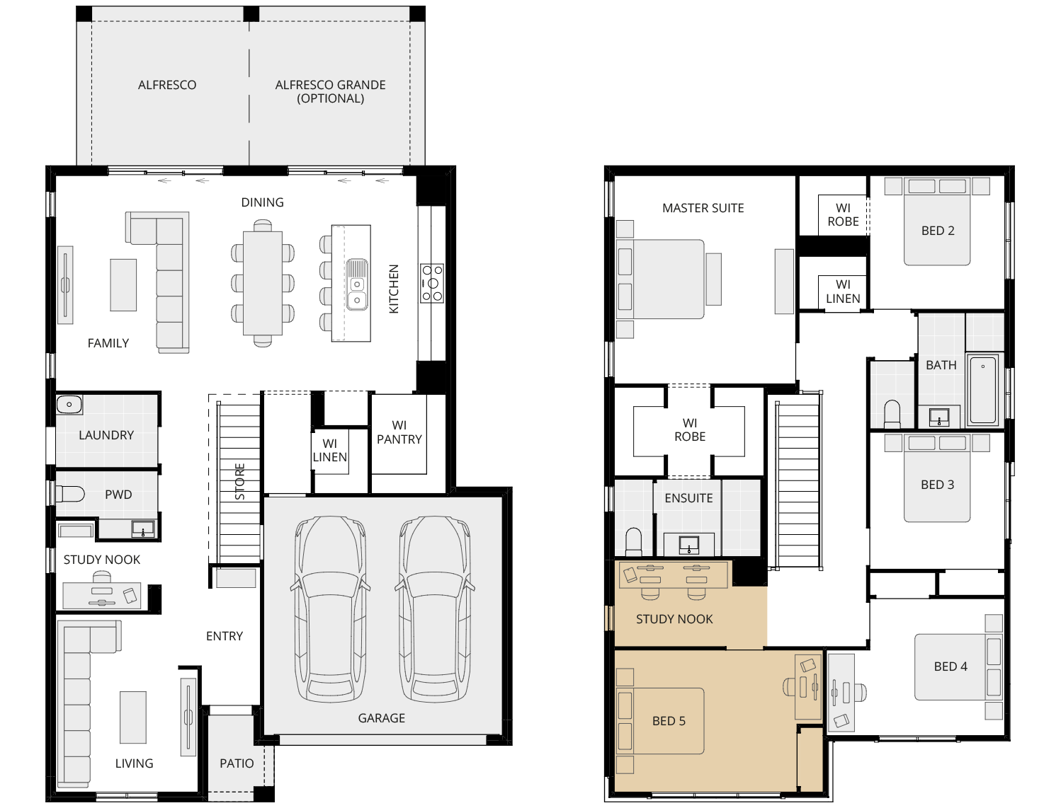 Enzo Two - Essence option floorplan fifth bedroom and study nook ilo activities rhs two storey home design essence enzo two option floorplan fifth bedroom ilo activities rhs