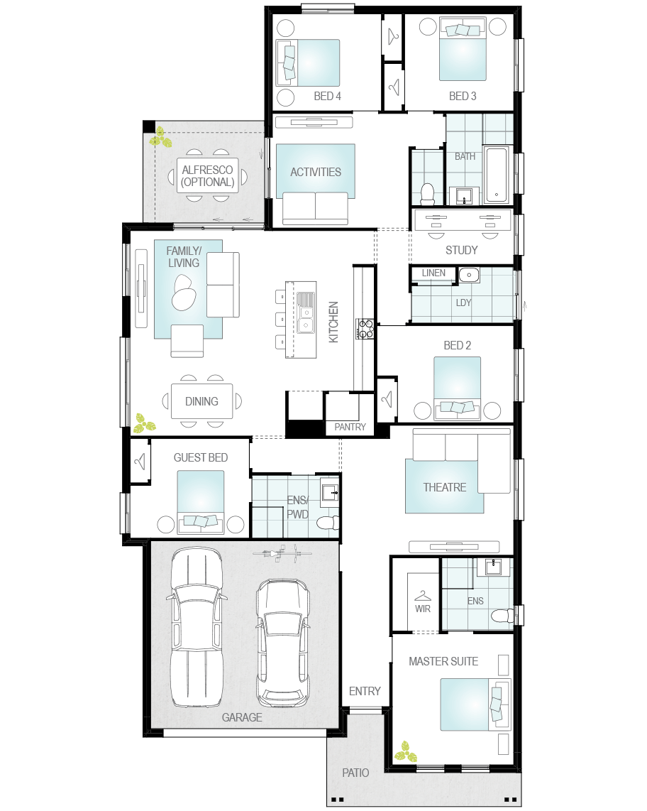 single storey home design almeria grande floorplan rhs