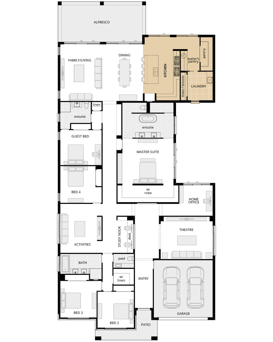 single storey home design floorplan anchorage manor alternation kitchen option a rhs