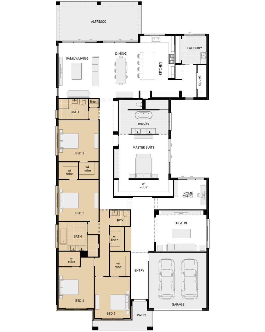 single storey home design anchorage manor floorplan option no activities rhs