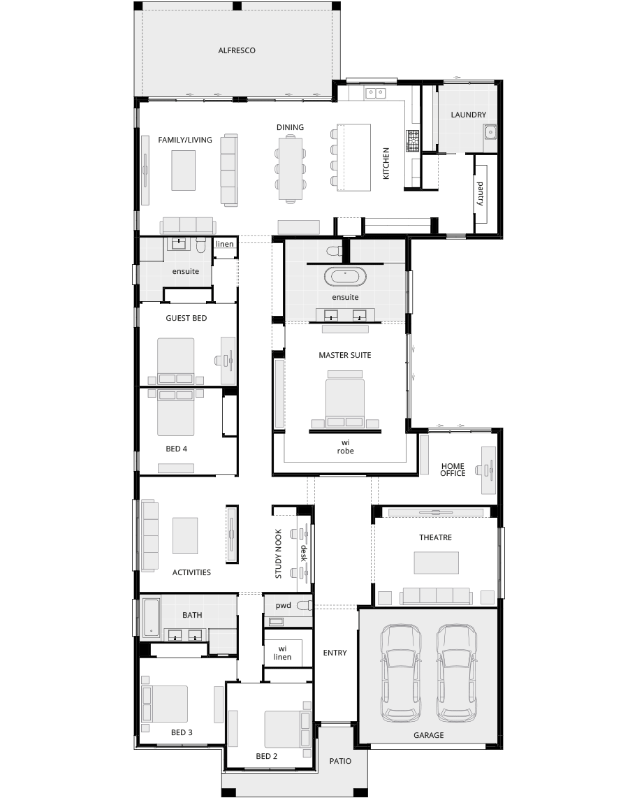 Anchorage - Manor standard floorplan single storey home design anchorage manor standard floorplan rhs