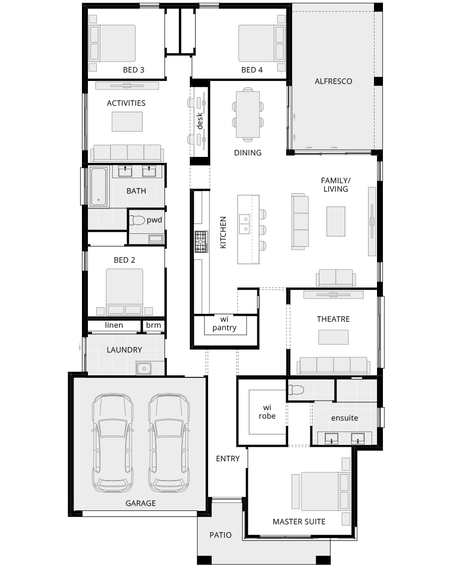 single storey home design floorplan avalon standard rhs