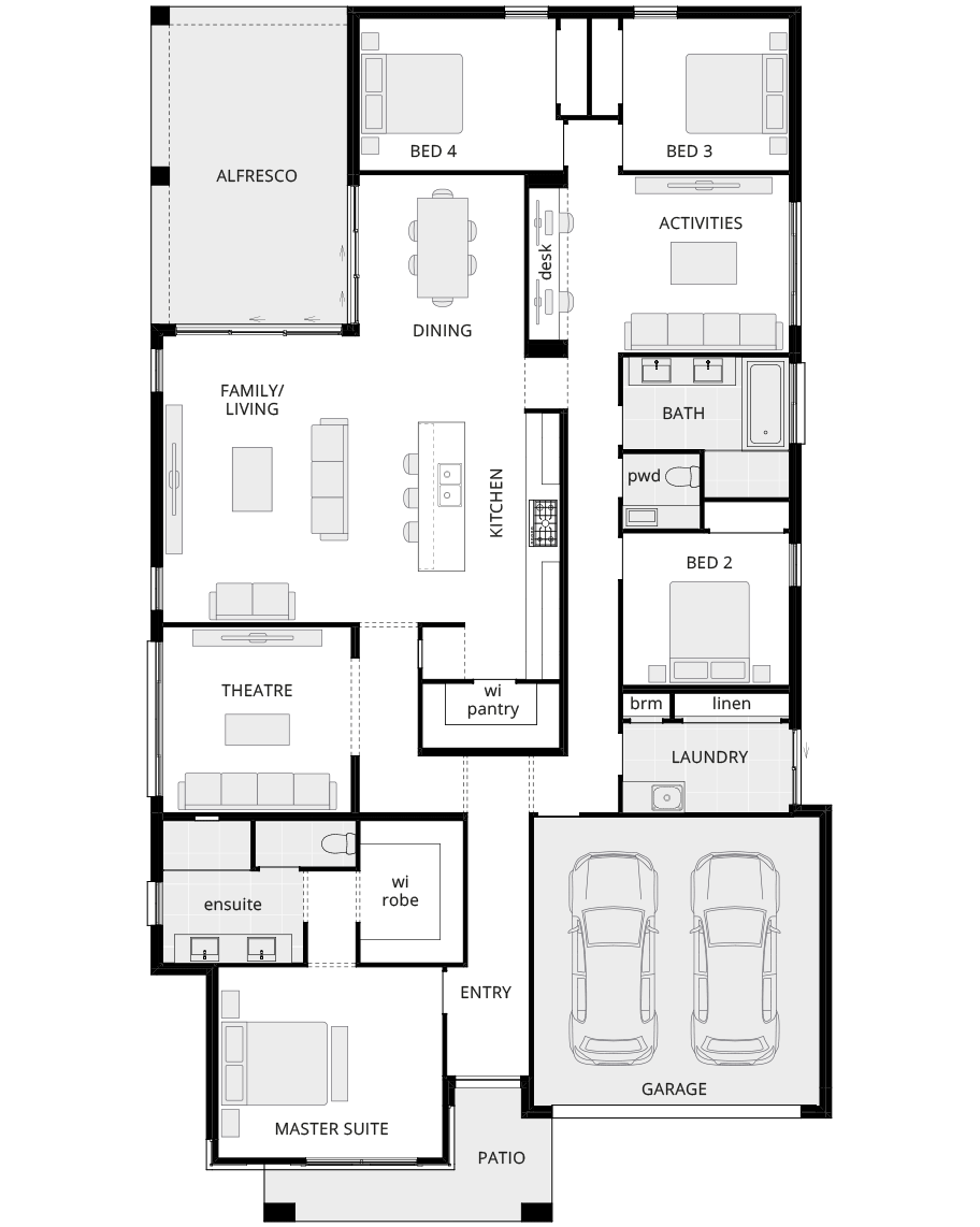 single storey home design floorplan avalon standard rhs