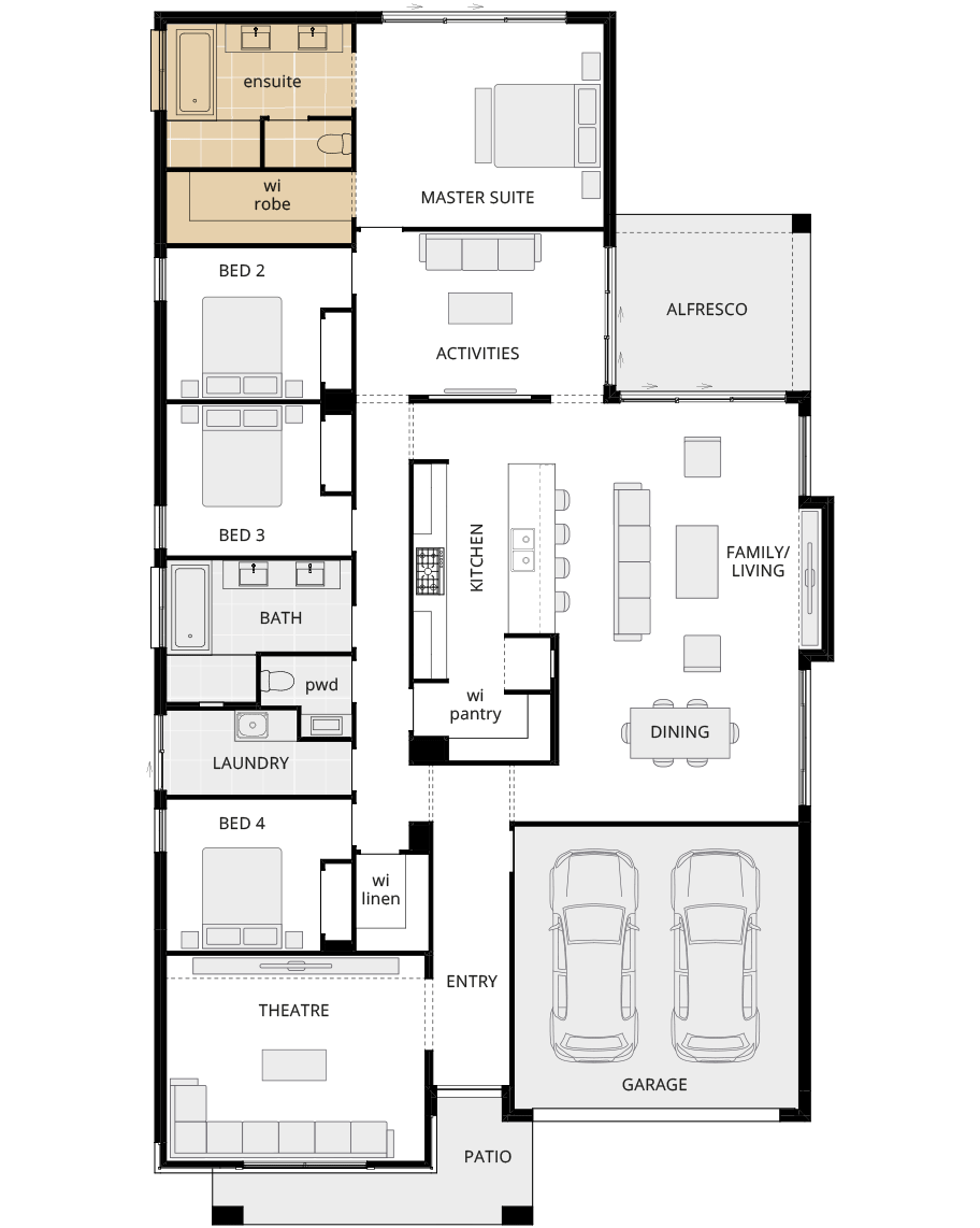 single storey home design bayswater classic floorplan option alternate ensuite rhs