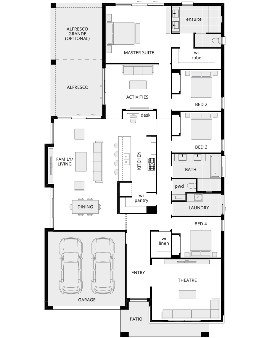 single storey home design bayswater encore standard floorplan rhs