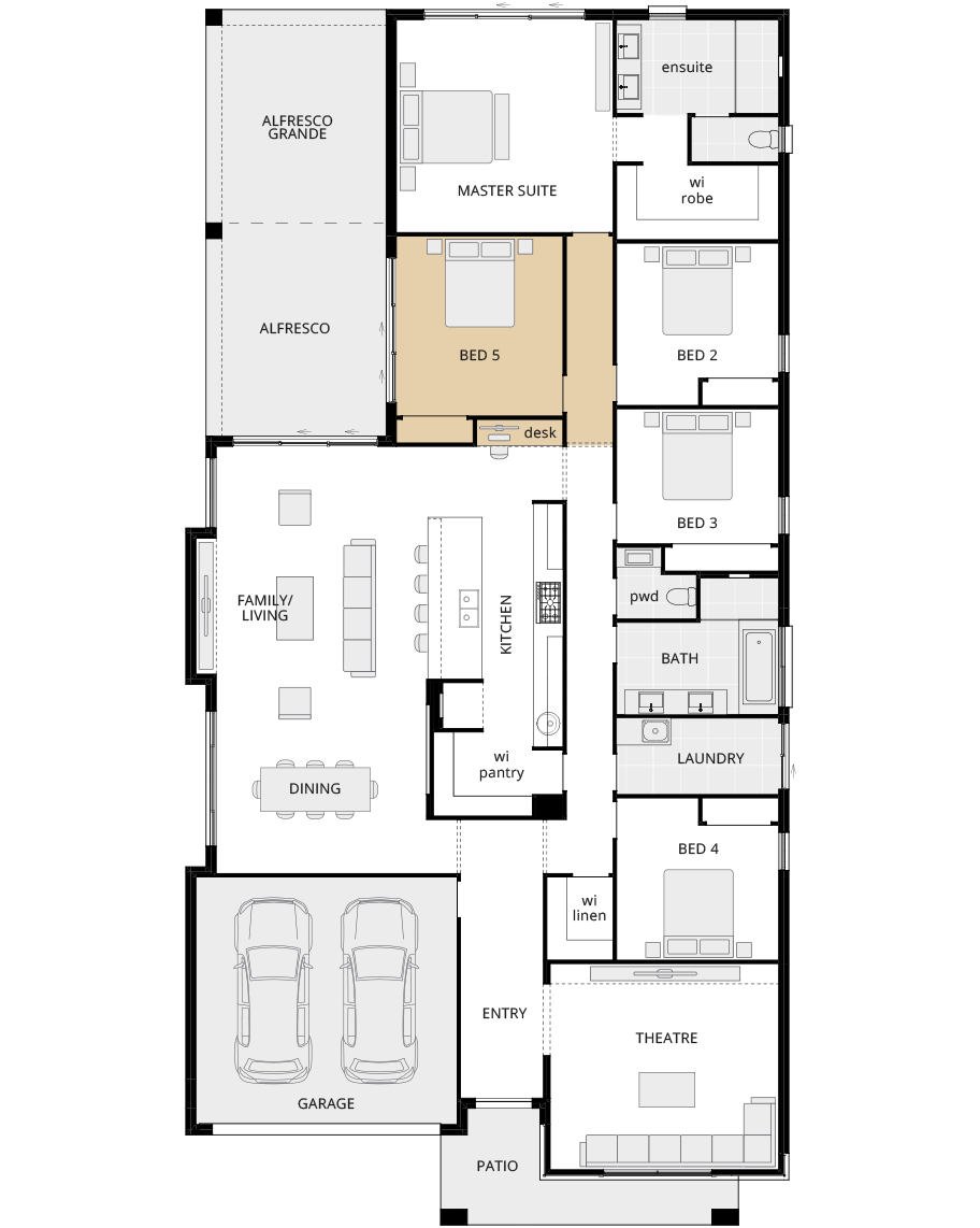 single storey home design bayswater manor option floorplan fifth bedroom rhs
