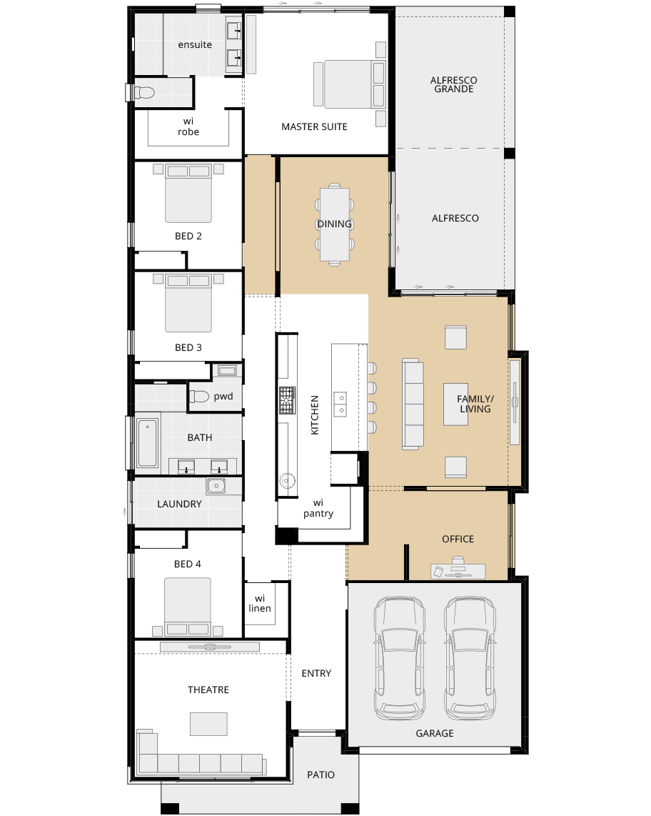 single storey home design bayswater manor option floorplan home office and relocated dining rhs