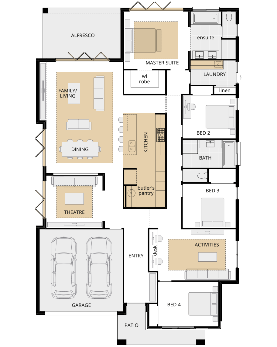 single storey home design beachmere encore upgrade floorplan rhs