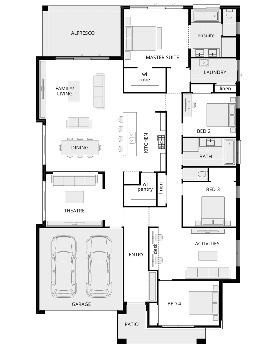 single storey home design beachmere encore standard floorplan rhs