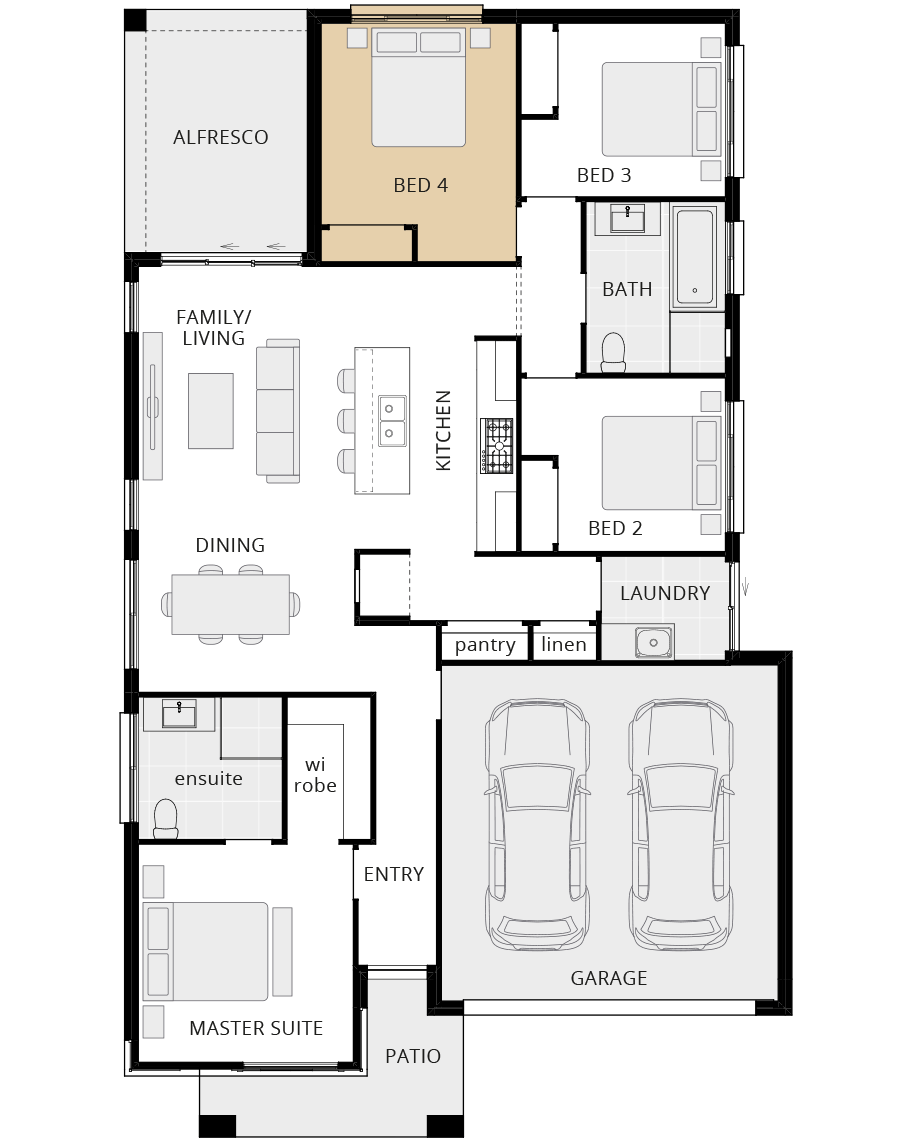 single storey home design bellevue classic floorplan option bed 4 ilo theatre rhs