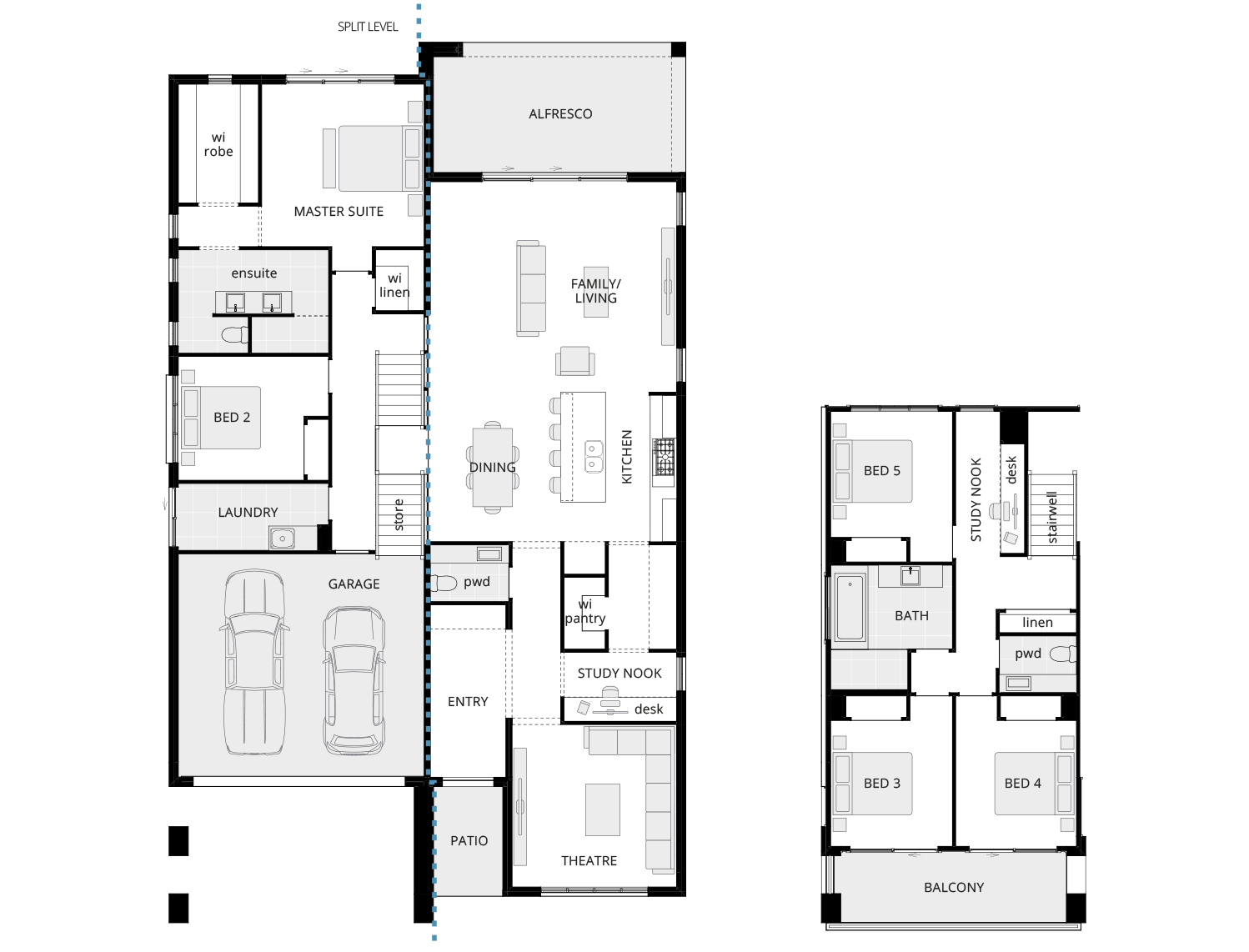 split level home design flinders standard floorplan rhs