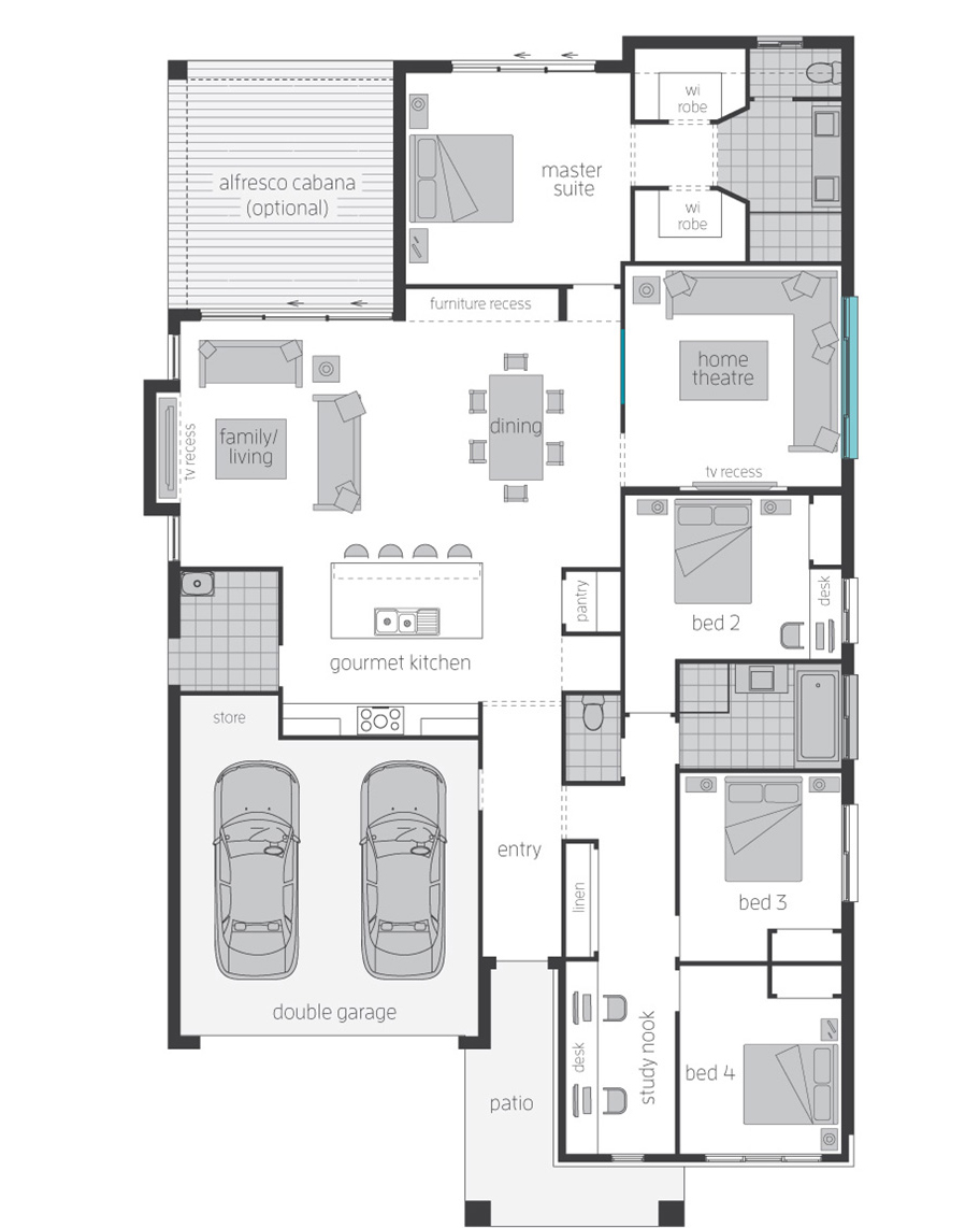 Floor Plan, Santorini Executive Floor Plan, Santorini Executive Home Design - McDonald Jones