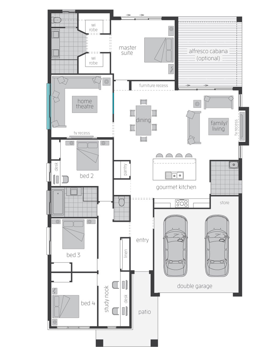 Floor Plan, Santorini Executive Floor Plan, Santorini Executive Home Design - McDonald Jones
