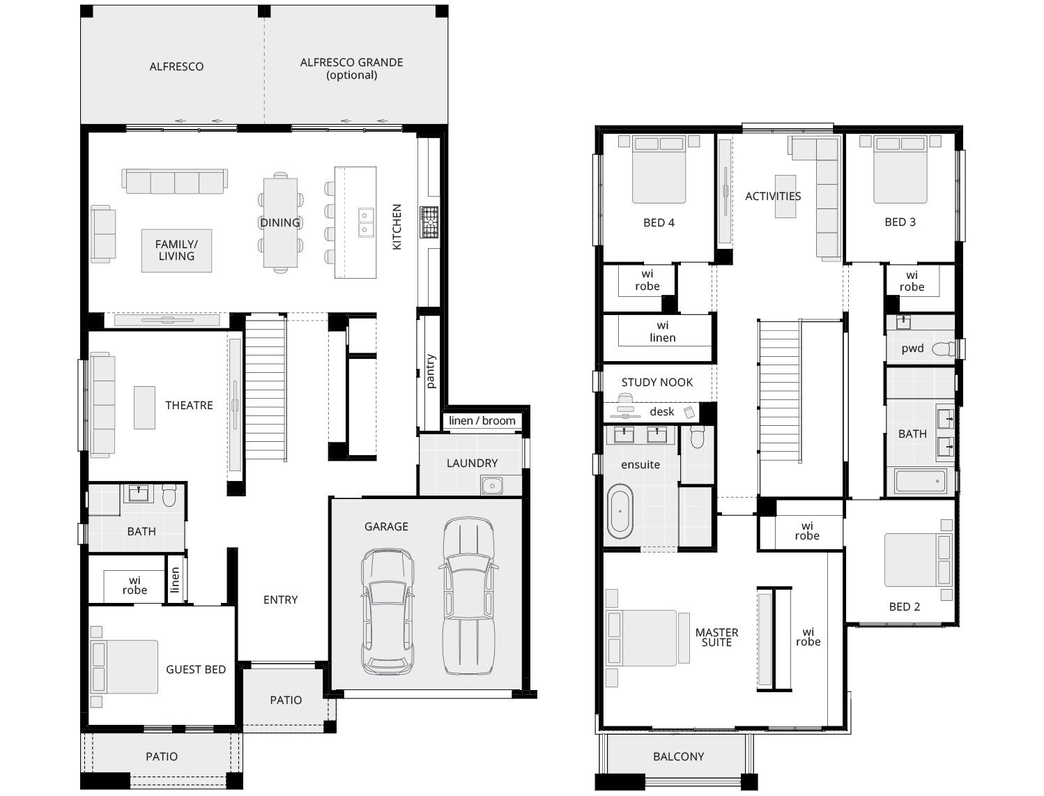 two storey home design grandeur 42 one standard floorplan rhs