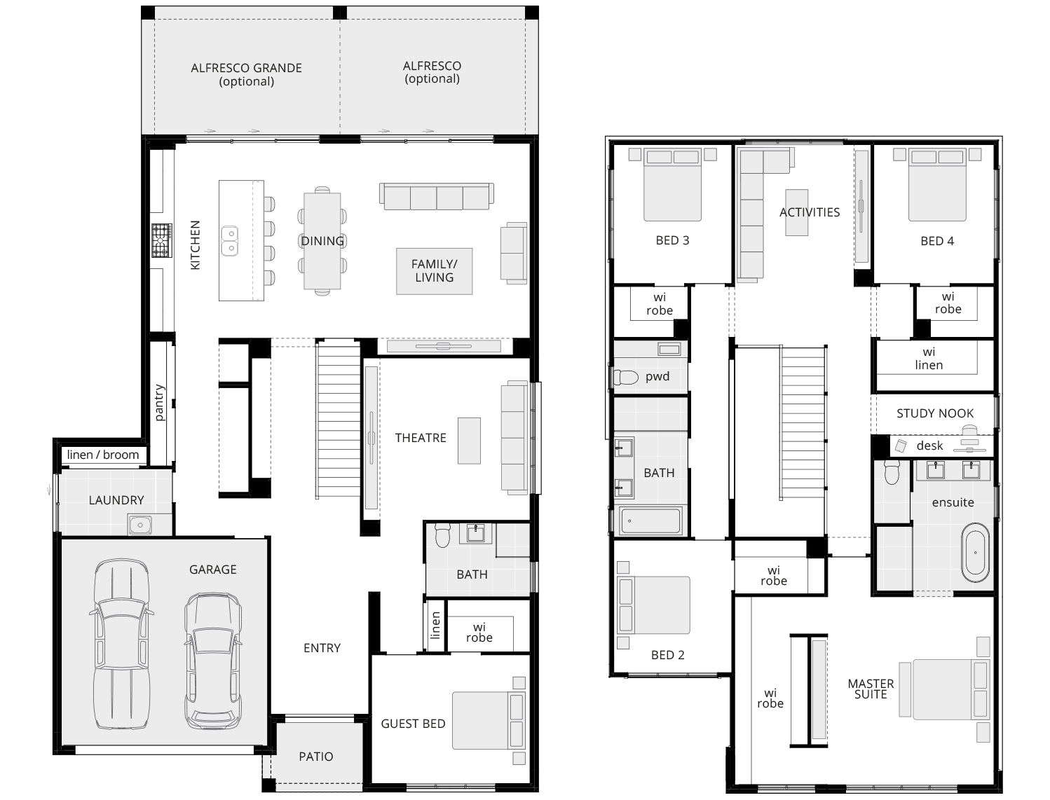 Grandeur 46 One - Standard Floorplan spacious two storey home design grandeur 46 one standard floorplan
