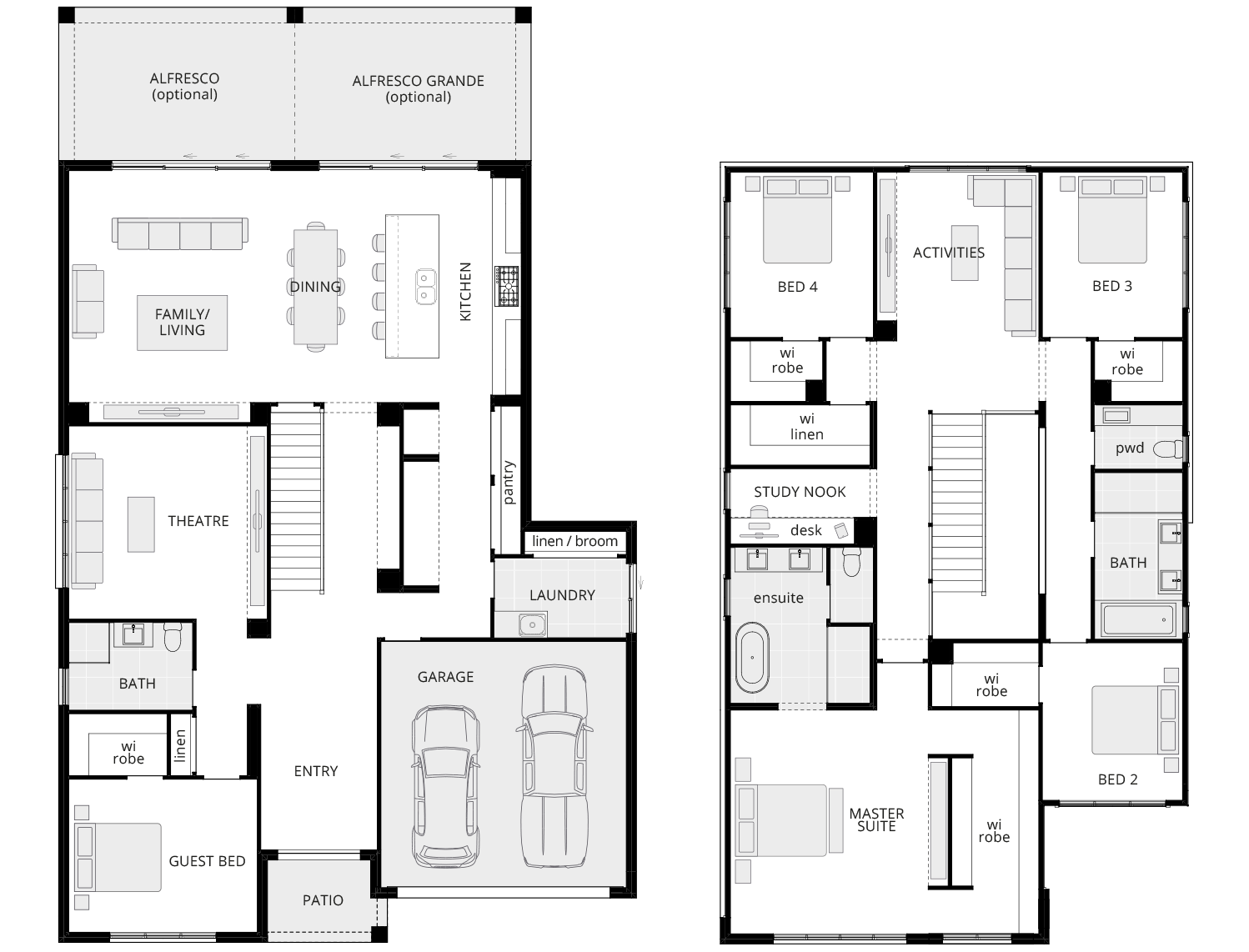 Grandeur 46 One - Standard Floorplan spacious two storey home design grandeur 46 one standard floorplan