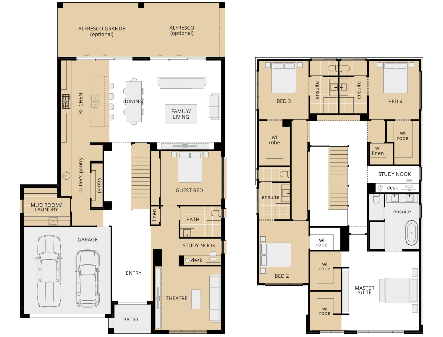 Grandeur 46 One - Upgrade Floorplan rhs double storey home design grandeur 46 one upgrade floorplan rhs
