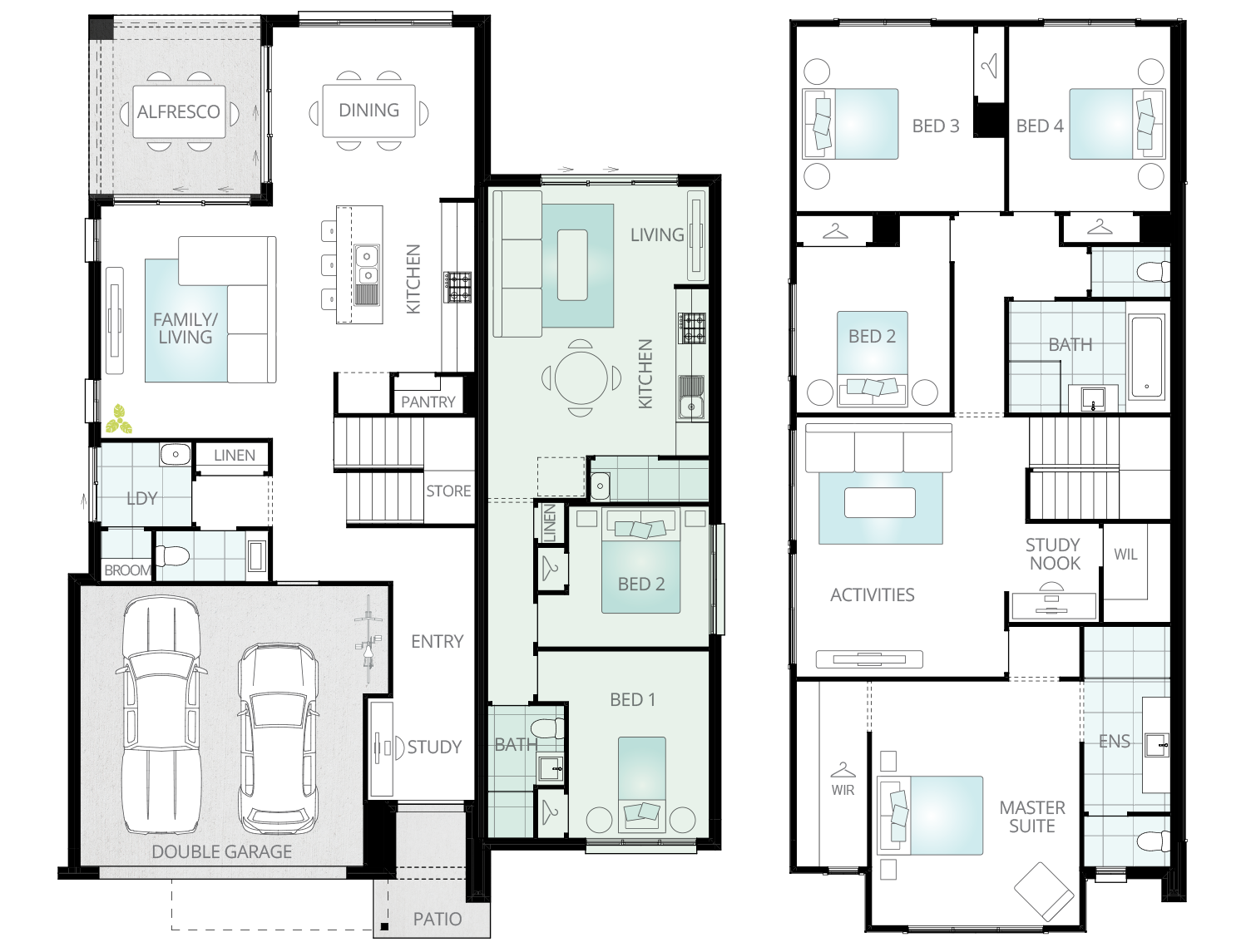 two bedroom granny flat option with two storey soria rhs