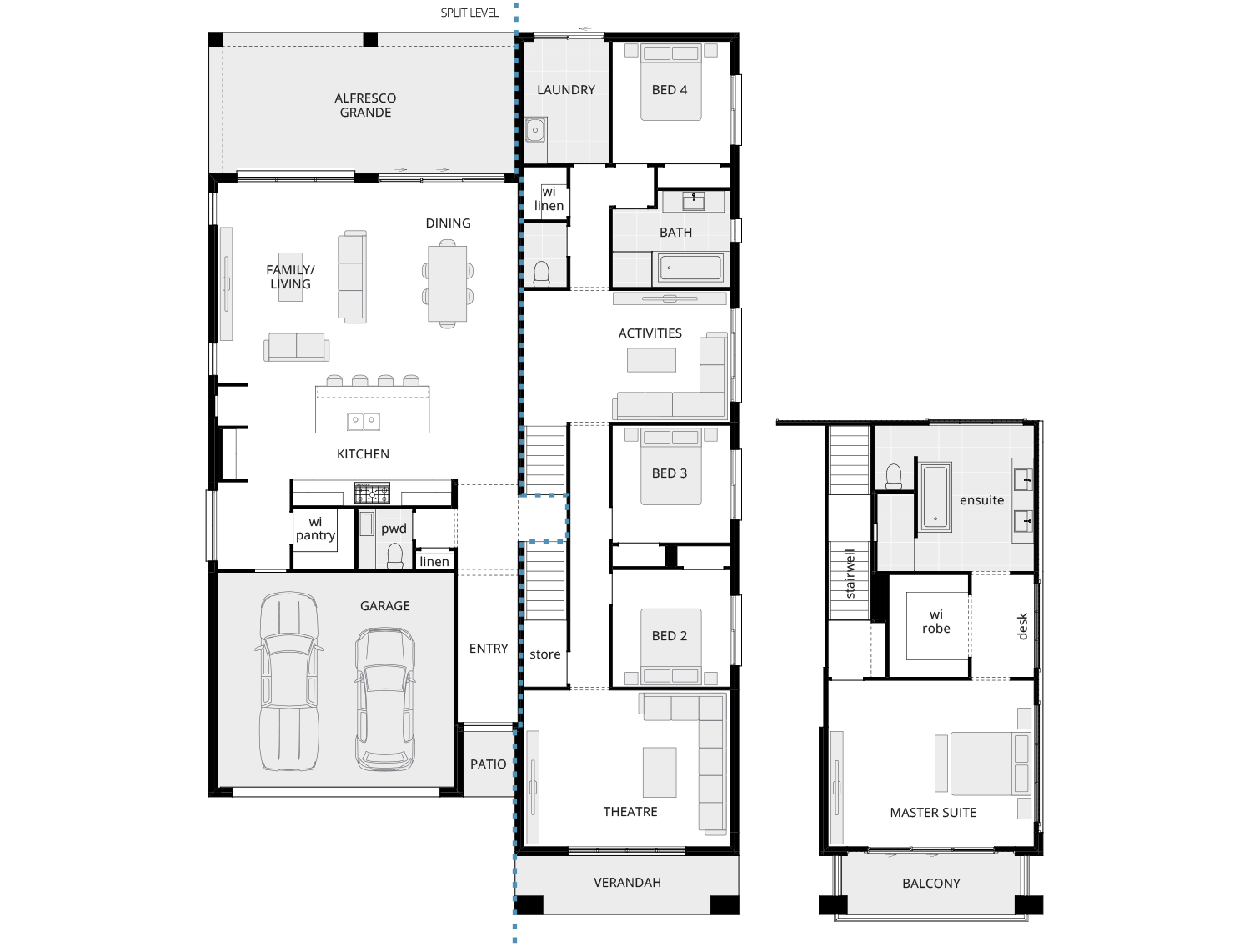 new split level home design hamersley floorplan rhs