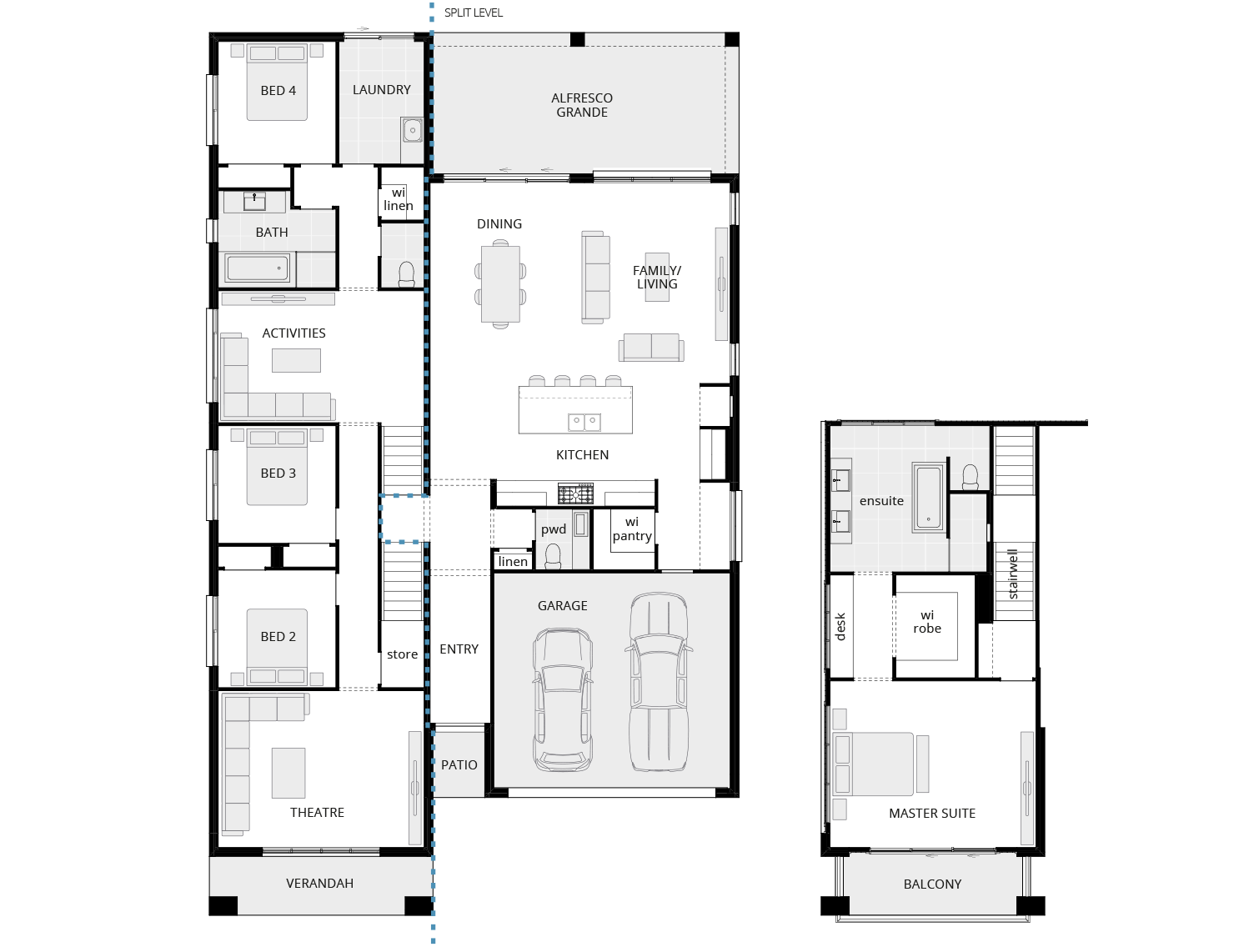 new split level home design hamersley floorplan rhs