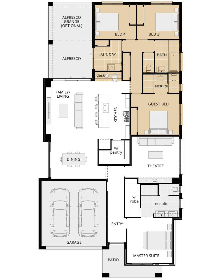 single storey home design havana encore option floorplan guest bedroom rhs