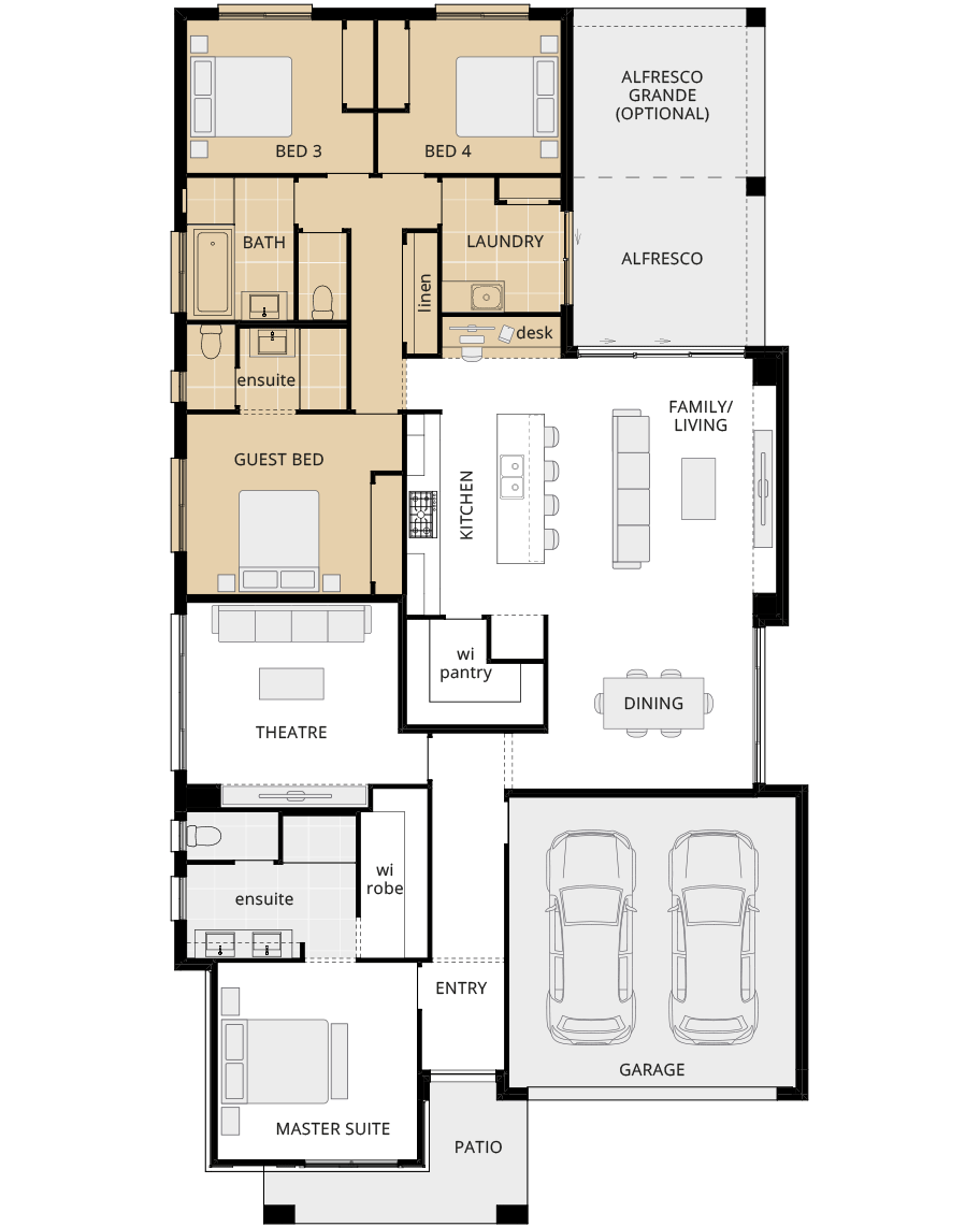 single storey home design havana encore option floorplan guest bedroom rhs