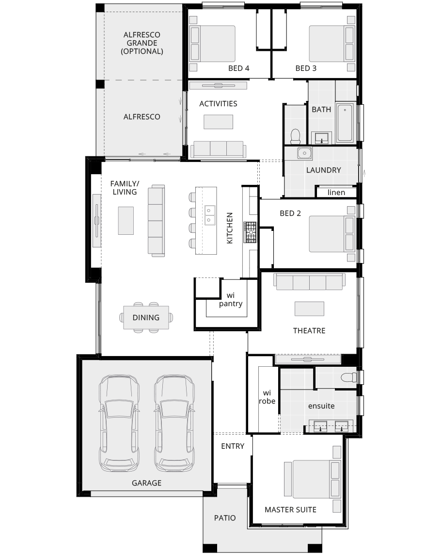 single storey home design havana encore standard floorplan rhs 