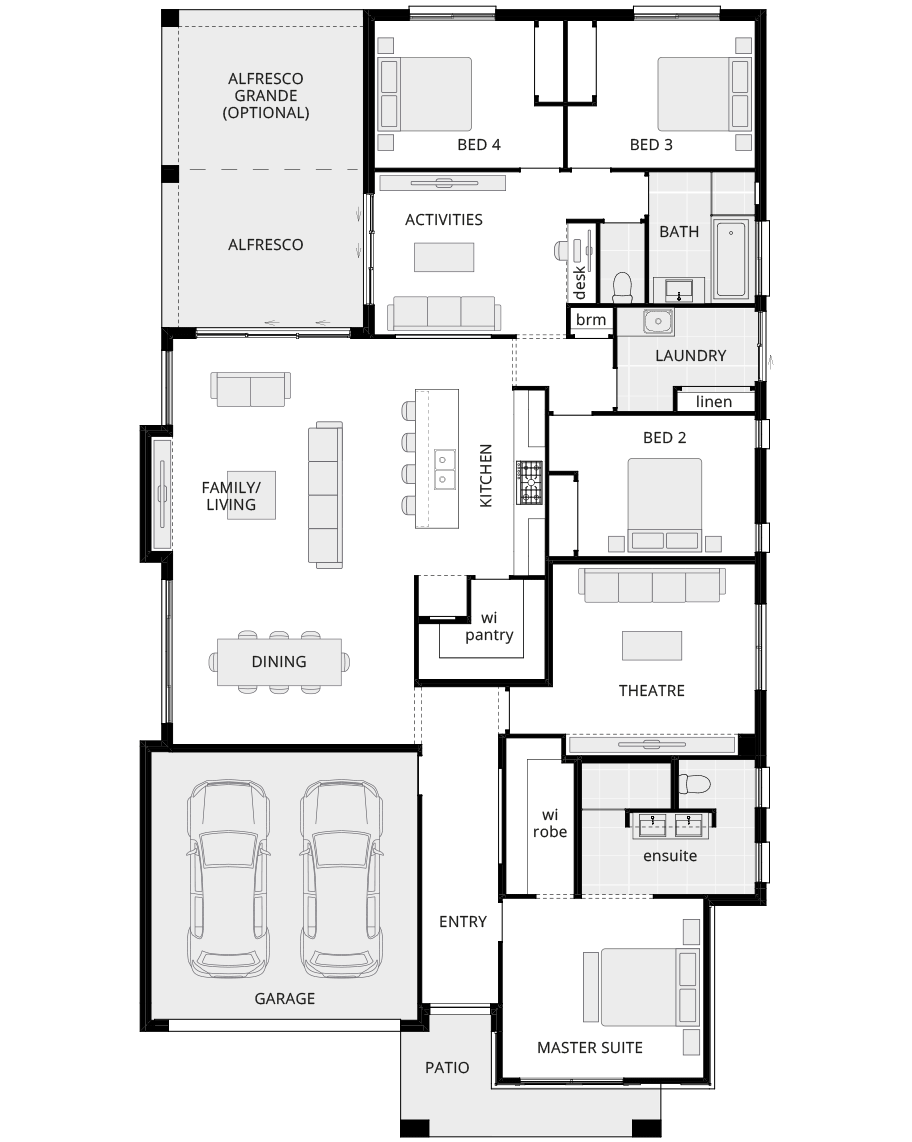 single storey home design havana grande standard floorplan rhs