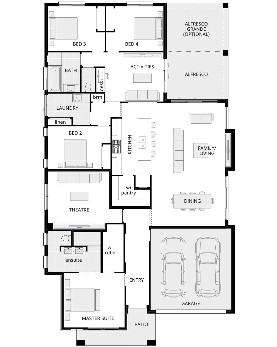 single storey home design havana grande standard floorplan rhs