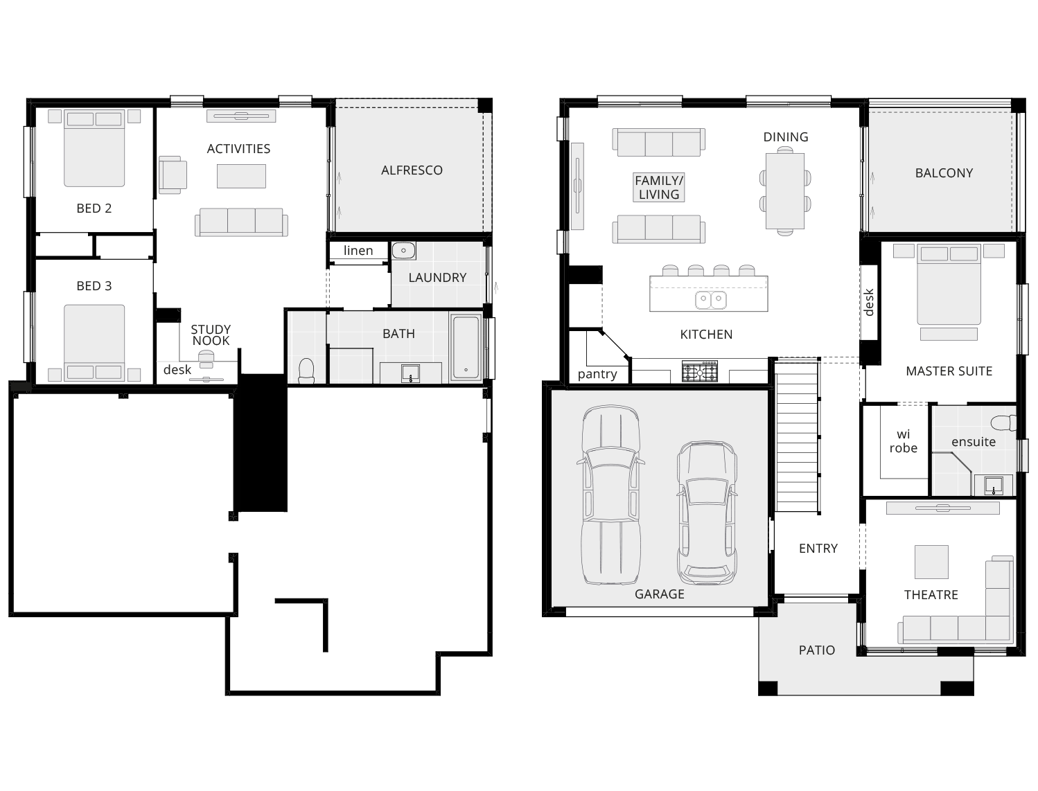 3 bedroom split level home design horizon standard floorplan rhs