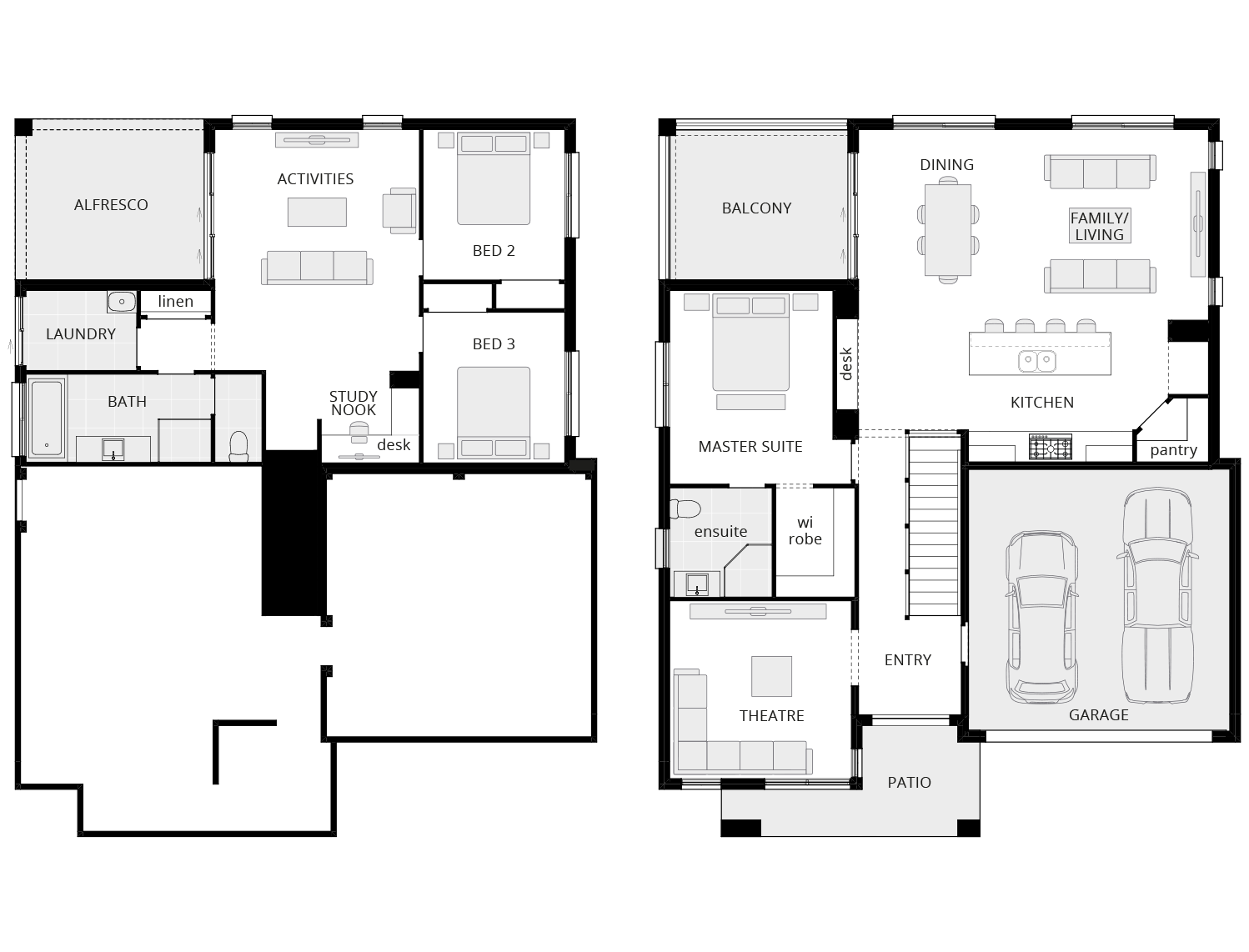 3 bedroom split level home design horizon standard floorplan rhs