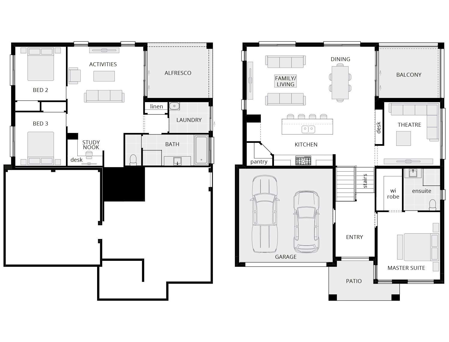 tri-level home design horizon 3 bedroom floorplan rhs