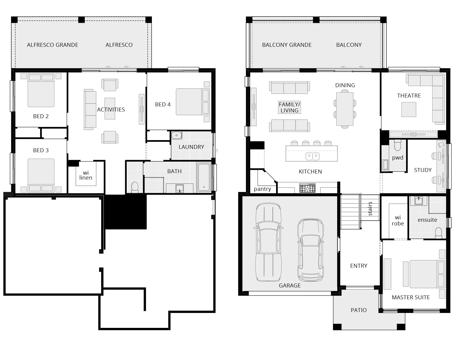 tri-level home design horizon 4 bedroom floorplan rhs