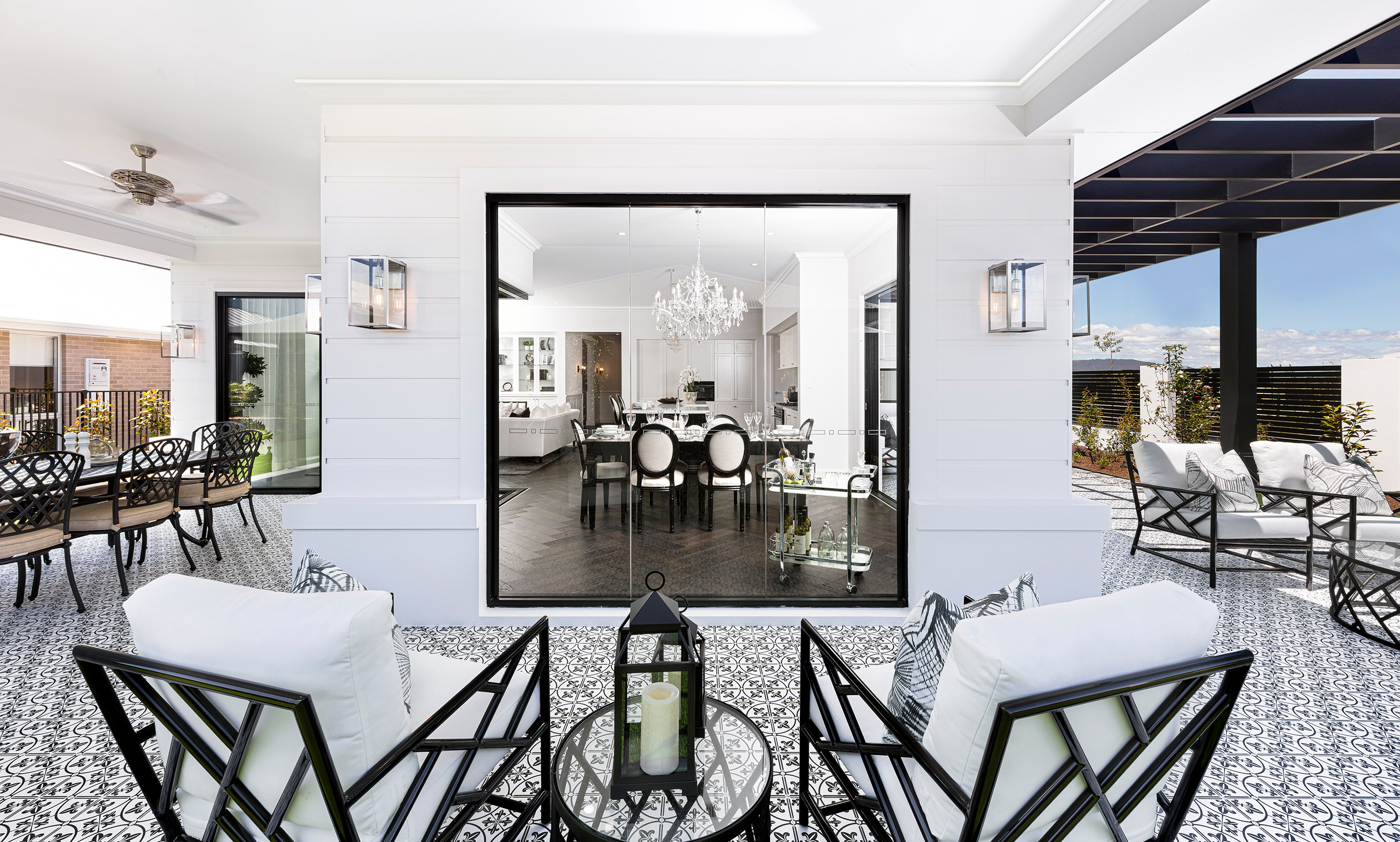 The classically styled Cranbourne 36 features a timeless monochrome palette with stunning layers, patterns and textures to add warmth to key spaces throughout this home..
