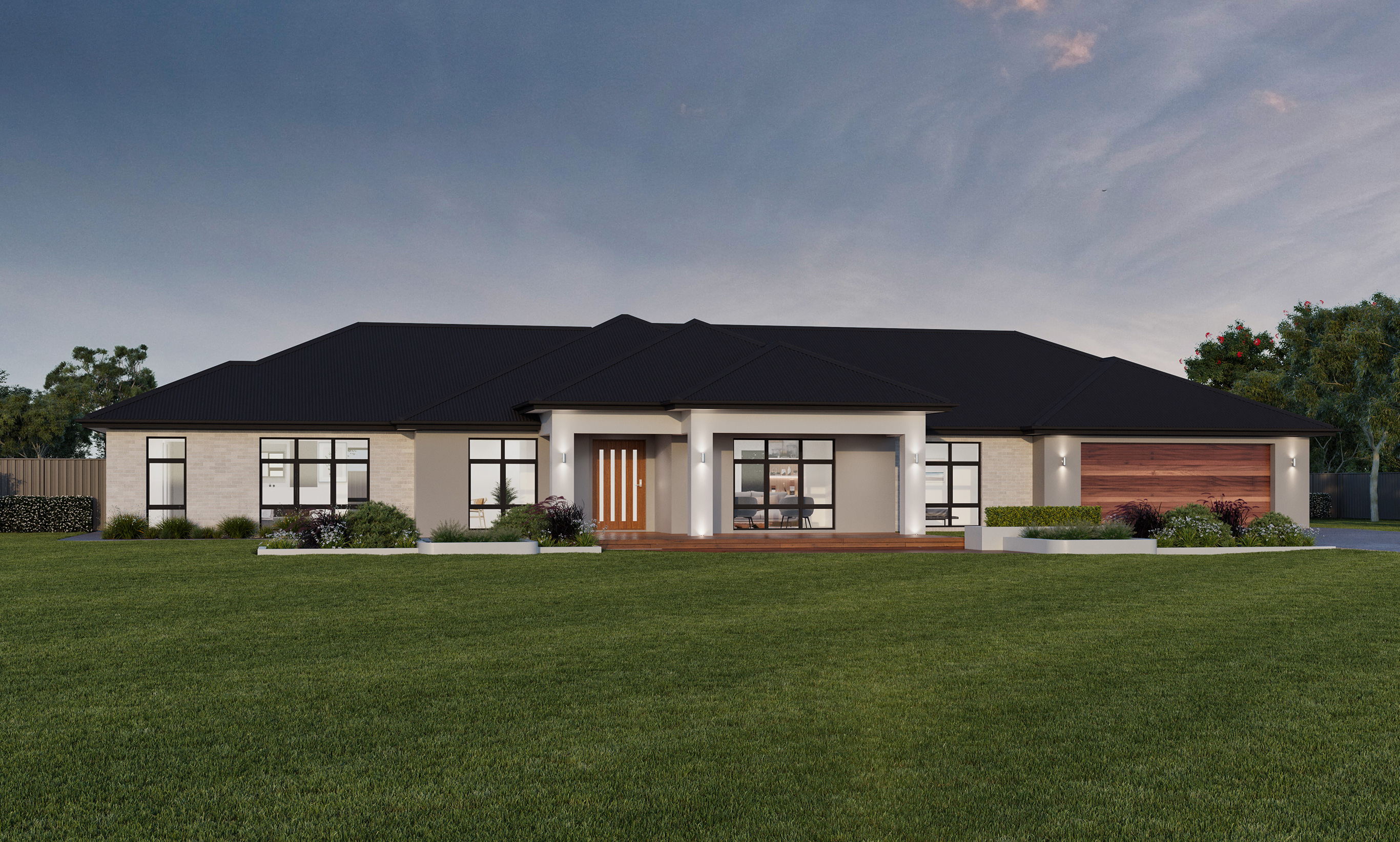 The Detroit facade is a stylish alternative for the Balmoral acreage design by specialist acreage home builder,  McDonald Jones