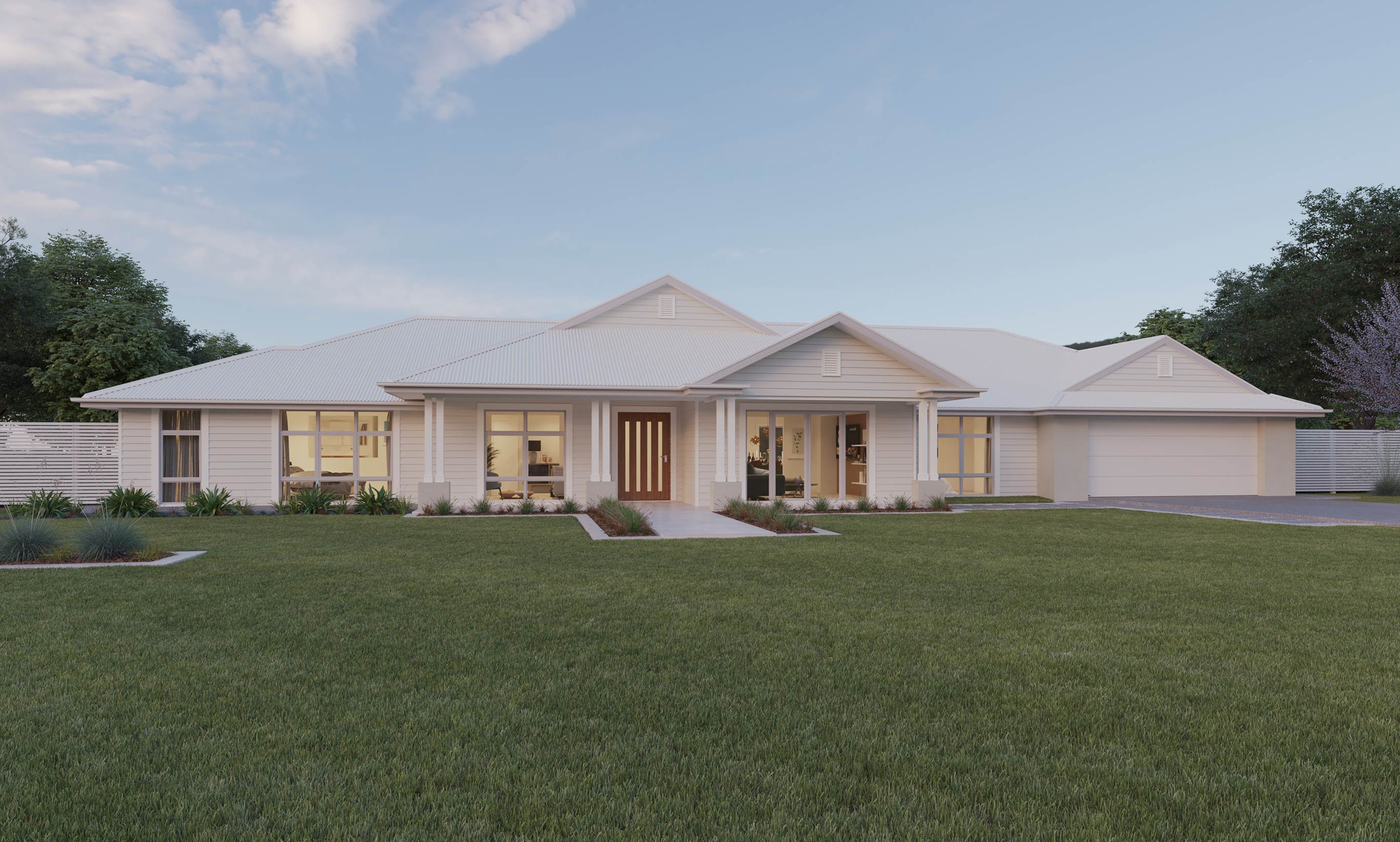 A beautiful coastal styled facade, Holbrook B, for the Balmoral acreage design by acreage home builder, McDonald Jones